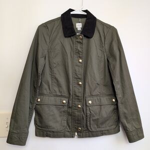 J.CREW AW011 Orchid Green Utility Corderoy Collar ButtonUp Zipper Jacket 2XS